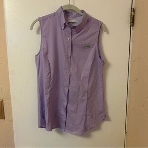 Columbia Women's Lavender Sleeveless Snap Fishing Shirt